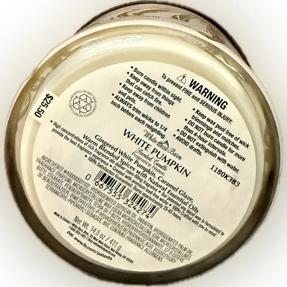 🎃WHITE BARN🎃White Pumpkin 3-Wick Candle/NWT - Picture 6 of 6